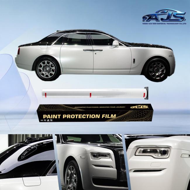 Close-up view of TPU paint protection film texture and clarity