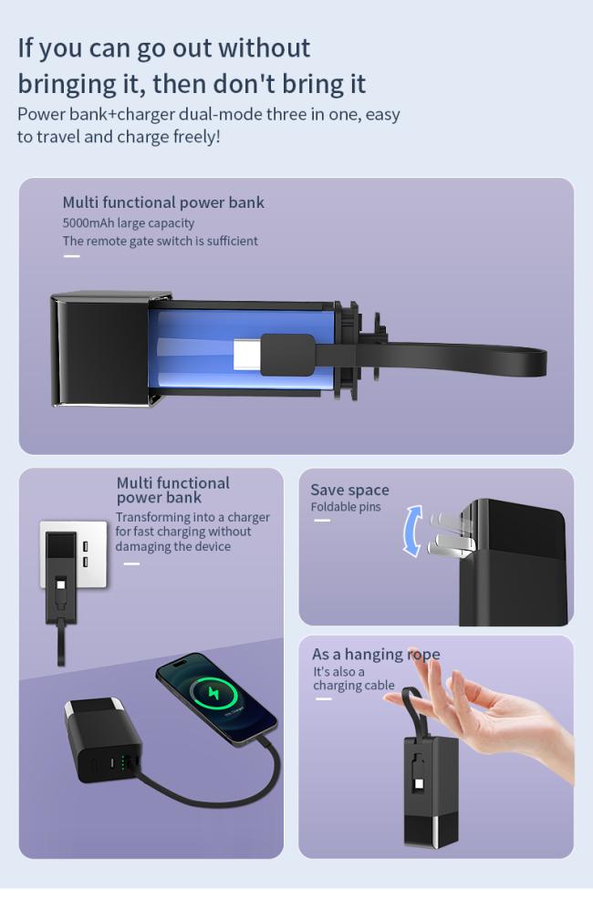 5000mAh Mini Power Bank with accessories