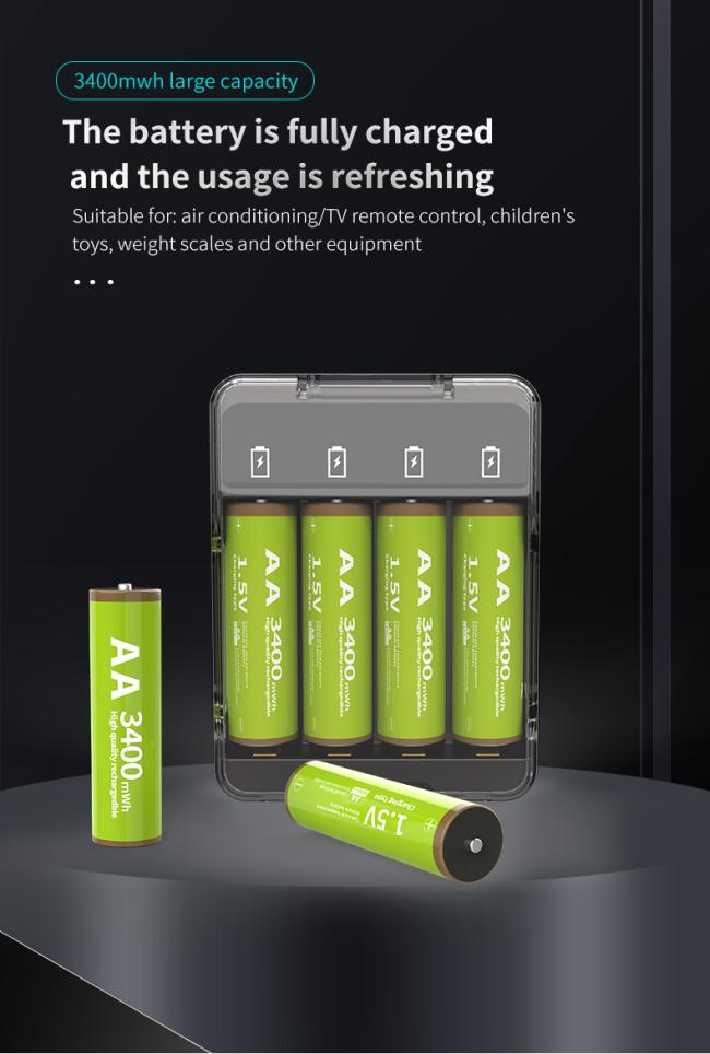 SHUNXIANG 3400mWh AA rechargeable battery and charger kit