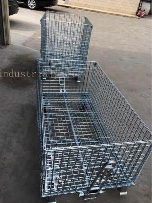 China Customized Galvanized Collapsible Wire Cage Conveyable With Casters 6mm Thickness for sale