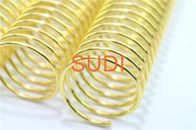 China Wire Diameter 2mm 50mm Pitch 4:1 Electroplated Gold Spiral Bound Coil for sale