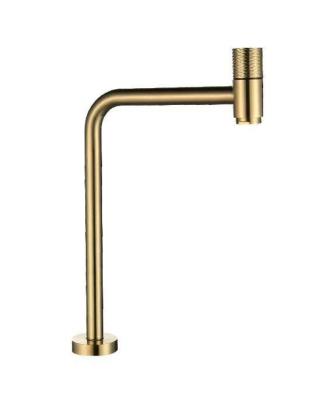 Chine Cold Water Basin Tap Mixer SUS304 Bibcock High Long Spout Single Deck Mounted Brushed Gold Golden à vendre