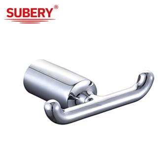 China Wall Mounted Zinc Double Robe Hook Chrome Color For Bathroom for sale