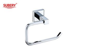 China Brass single toilet roll paper holder bathroom high quality chrome color OEM brass base square design for sale