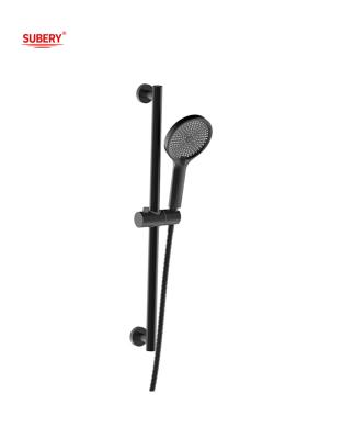 China 3 Función SUS304 Negro mate ducha portátil barra de deslizamiento redonda clásica en venta
