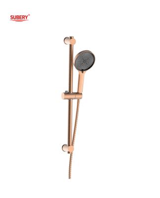 China ABS Plastic Shower Rail Bar SUS304 3 Function Bathroom Rose Golden Round Classical for sale