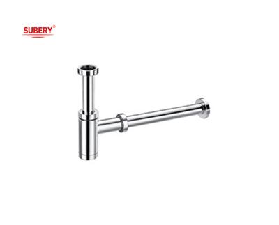 China Brass bottle trap lavatory wash basin drainage siphon bathroom p-trap pipe for wash basin chrome OEM for sale