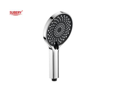China ABS 3 function handshower hand shower for shower column chrome bathroom new liquid silicon nozzle round easy clean OEM for sale