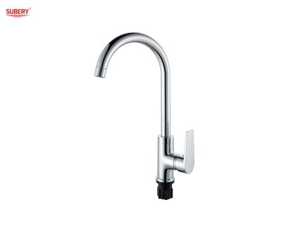 China Chrome Brass Cold And Hot OEM Kitchen Sink Mixer Taps Single Lever for sale