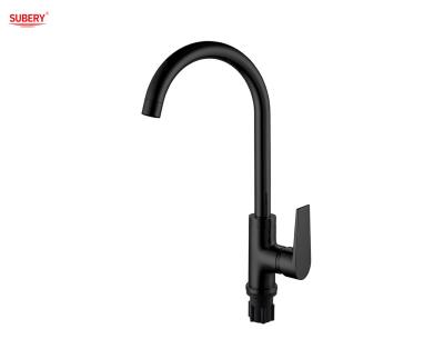China Matt Black Brass Kitchen Sink Faucets Cold And Hot OEM Single Lever for sale