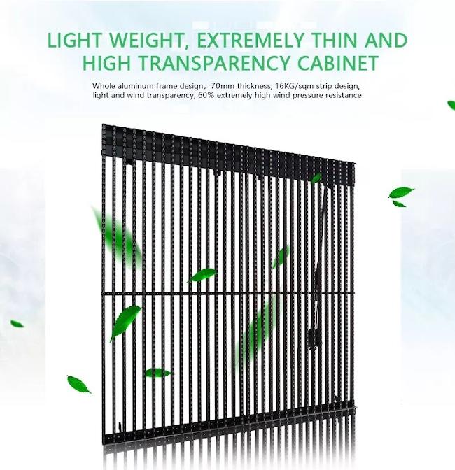 Ultra Thin Outdoor Transparent LED Display 7.8-10mm Cabinet Curtain Decoration 1