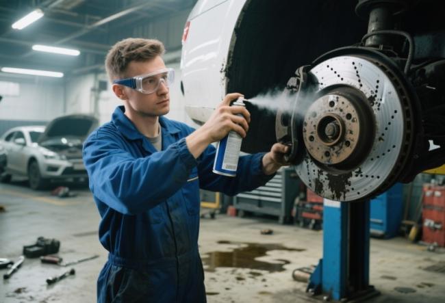 Proper application of brake system cleaner