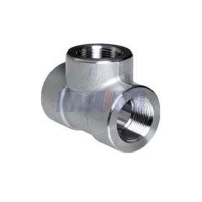 China THD Straight Carbon Steel Tee , ASME B16.11 High Pressure Forged Threaded Tee for sale