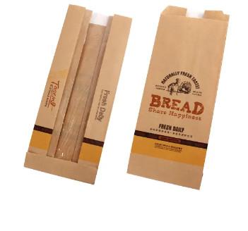China Brown Kraft Paper Bakery Bags With Window Packaging Eco Friendly for sale
