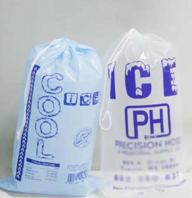 China Poly Disposable Ice Cube Plastic Bags Drawstring Gravure Printing for sale