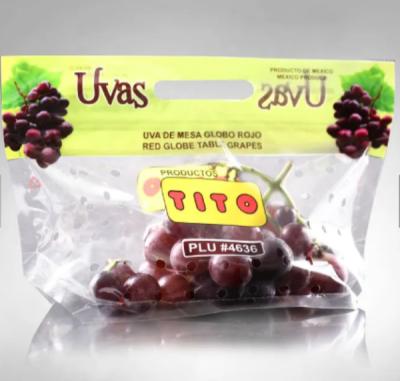 China Laminated Ziplock Plastic Grape Bags For Fruit Transparent Color for sale