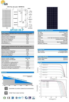 China 72 Cell 36V solar panel photovoltaic module Polycrystalline  Poly 310W,315W,320W,325W,330W,335W, 340W  Solar Power for sale