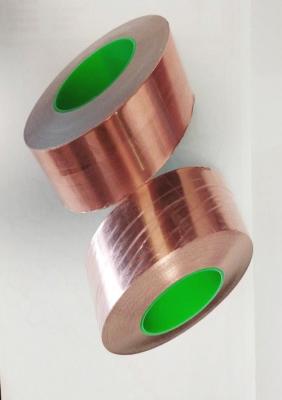 China cinta de cobre de la hoja 99,95 de 0.06m m 50m m con Emi Shielding adhesiva conductora EMI Shielding en venta