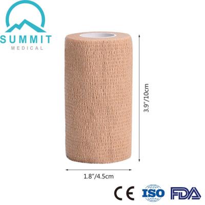 China 4 Inches X 5 Yards Tan Elastic Cohesive Bandage NonWoven Self Adhesive for sale