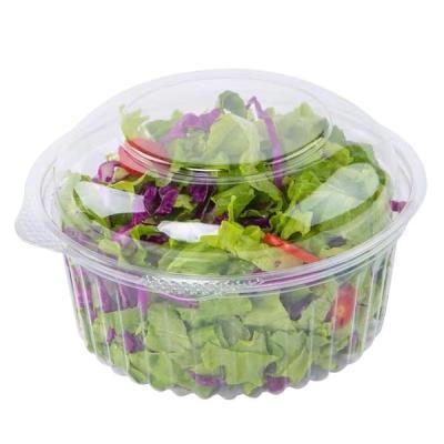 China 185 X 185 X 90mm 24oz Plastic Food Packing Box Disposable PET Hinged Salad Container for sale