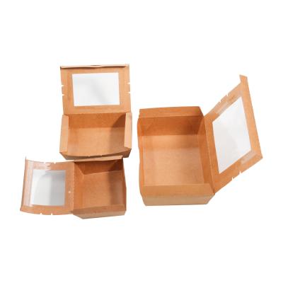 China Disposable Paper Take Out Boxes Sushi Box With PET Window Snack Paper Box for sale