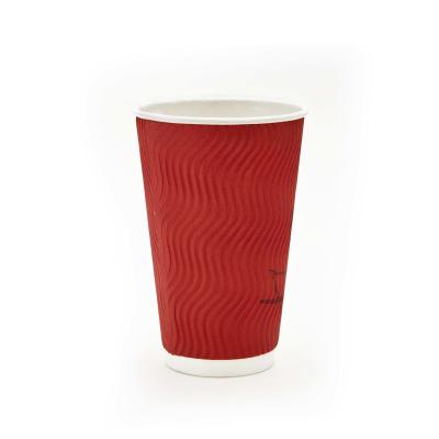China Kraft Compostable Disposable Double Wall Coffee Cups 16 Oz Hot Paper Cups for sale