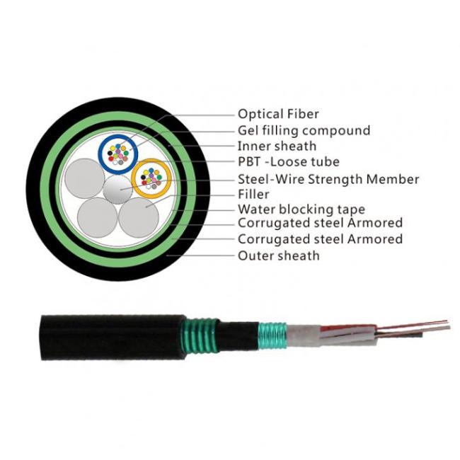 G652D 12 Fibers Armoured Fibre Optic Cable Moisture Resistant 0