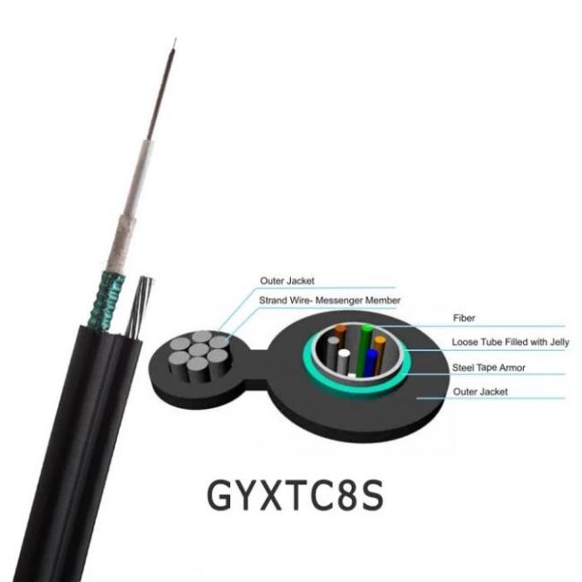 GYXTC8S Outdoor Fiber Optic Cable Central Tube Self Support Armored Aerial cable 0