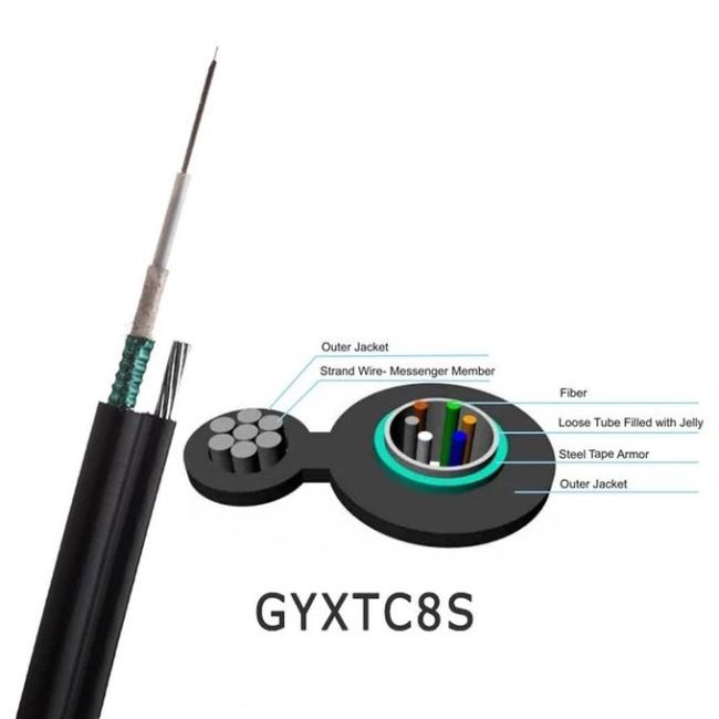 Loose Tube Stranded GYXTC8S 2 Core Outdoor Cable Aerial Telecommunication 0