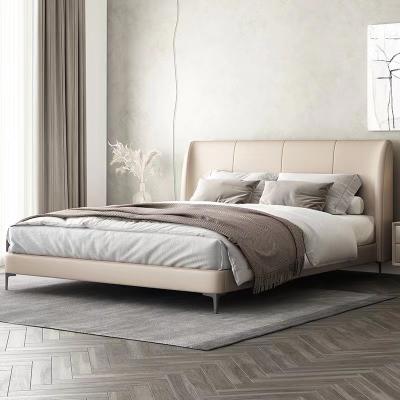 China Muebles del dormitorio del hotel de lujo de la cama individual con la cama de cuero de madera sólida en venta