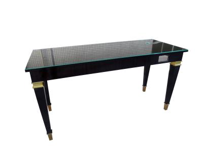 China High Gloss Sheen Glass Top Writing Table For 5 Star Hotel , Ebony Wood Veneer for sale