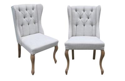 China American Style Grey oak Wooden Fabric Chairs , Custom Tufted Dining Chair for sale