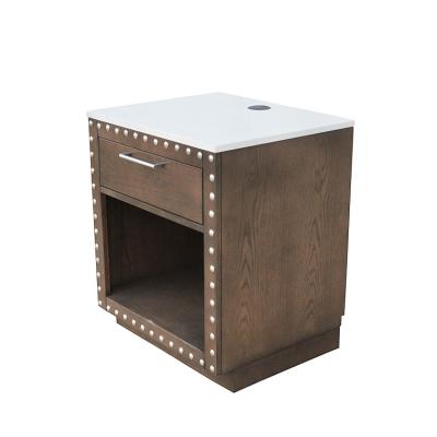 China White Quartz Top 1 Drawer Solid Wood Nightstand , Modern Wood Nightstand Custom Made for sale