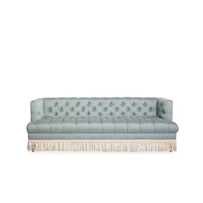 China Las nuevas obras clásicas del diseño diseñan el sofá 3 Seater Grey Velvet Fabric Sofa With Tasseles de moda de la sala de estar en venta