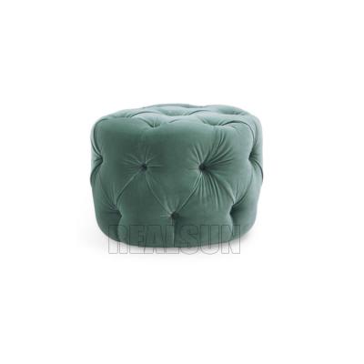 China Upholstered Seat Ottoman Furniture Green Velvet Button Tufted Velvet Ottoman Stool for sale