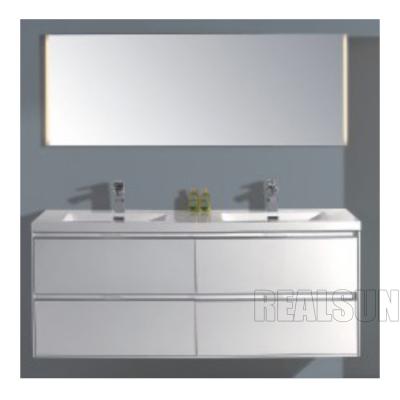 China Fregadero doble a prueba de humedad montado en la pared de 72 del espejo del cuarto de baño gabinetes modernos de la vanidad en venta