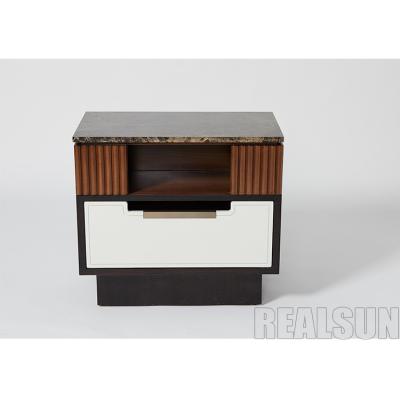 China Walnut Veneer 5 Stars Hotel Furniture With Fluted Wood Panels And Soft Closing Drawers for sale