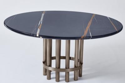 China Das tabelas de madeira da sala de jantar do restaurante forma oval luxuosa Laurent Marble Top portuário à venda