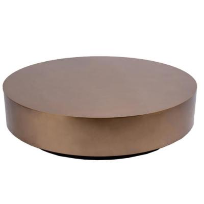 China DIA120x30cm Round Black Steel Base Coffee Table Burnished Brass Top for sale