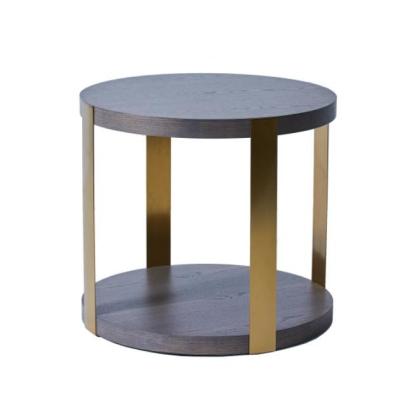 China Luxury Round Wooden Top Stainless Steel  Coffee Table Sturdy 72x64cm for sale
