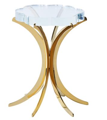 China Crystal Round Living Room Marble Coffee Table Golden Stainless Steel for sale