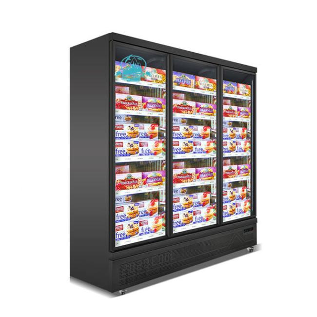 1500L Glass Door Fan Cooling Commercial Upright Showcase Fridge Supermarket Vertical Freezer 0