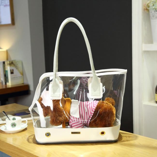 Non-Toxic Transparent PVC Dog Carrier Outdoor Shoulder Pet Bag