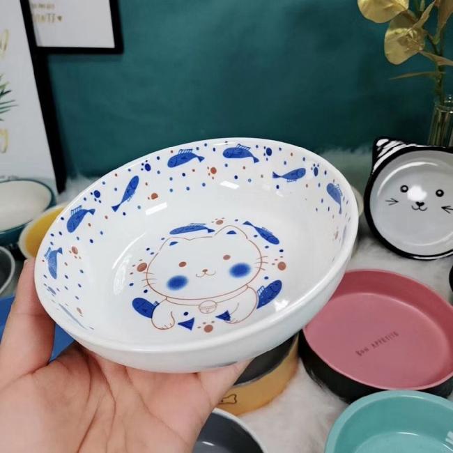 Pet Porcelain Engaved Printing Cute Dog Bowls Pup Cat Feeder