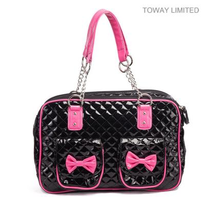 China  				Bright PU Leather Pet Handbags Bowtie Design Cute Dog Carriers 	         for sale