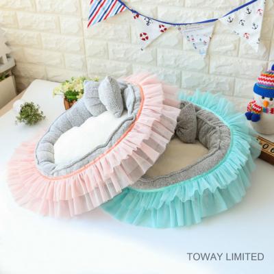 China  				Coral Velvet Dog Soft Pads Pet Lace Princess Cute Bed 	         for sale