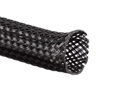 China Expandable Black Braided Nylon Sleeve Flexible Custom Diameter High Strength for sale