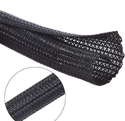 China Expandable Self Wrapping Split Braided Sleeving PET Self Closing Braided Wire Wrap for sale