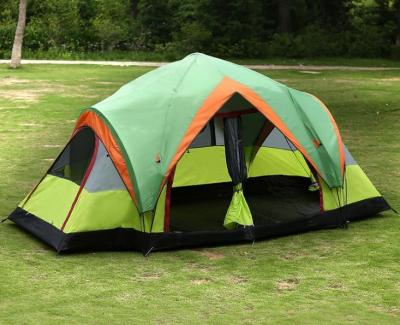 China Non-toxic 190T Polyester Fabric Outdoor Camping Tent 2 Room For 8 To10 Person for sale