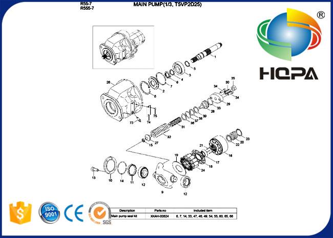 XKAH-00824 Hydraulic Main Pump Seal Kit for Excavator Hyundai R55-7